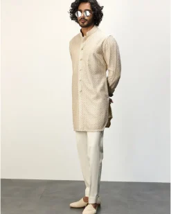 OG Champagne Front Open Kurta Set