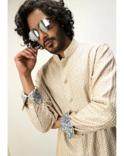 OG Champagne Front Open Kurta Set