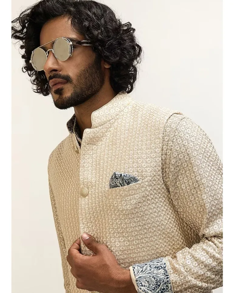 OG Champagne Front Open Kurta Set