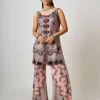 Old Rose Hand-Embroidered Double Layer Kurti Set