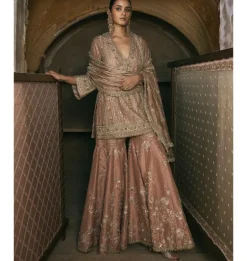 Old Rose Kurta And Gharara Set