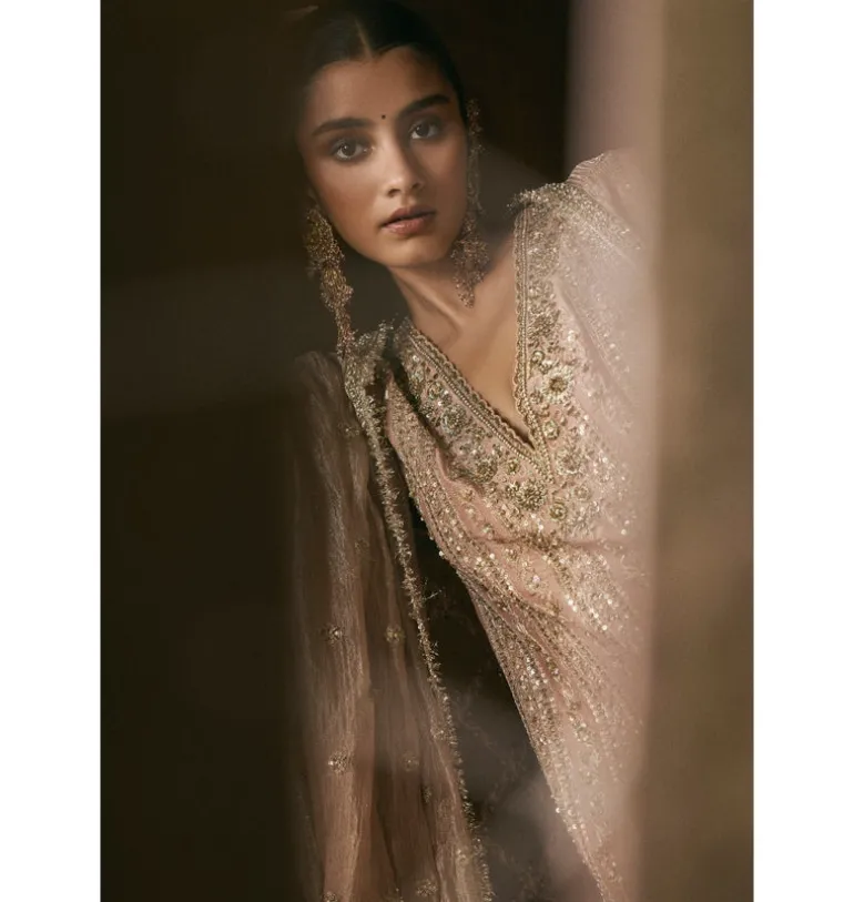 Old Rose Kurta And Gharara Set