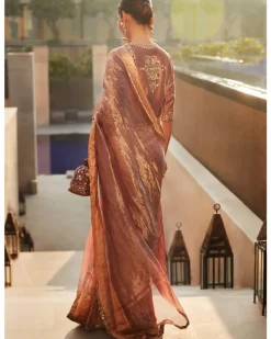 Old Rose Meera Wrinkled Tissue Sari