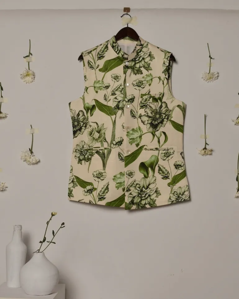 Olive Brava Kurta & Pajama Bandi Set