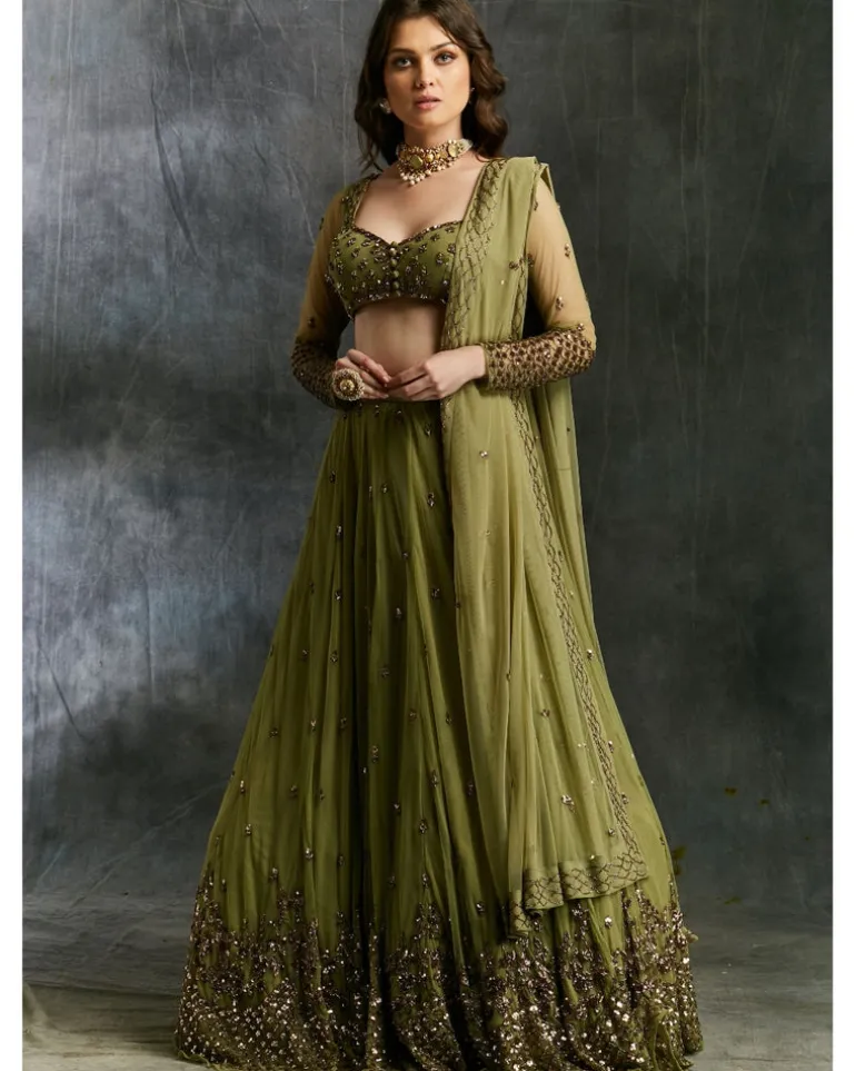 Olive Green Lehenga Set