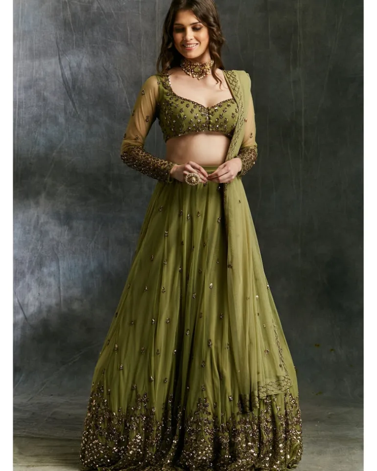 Olive Green Lehenga Set