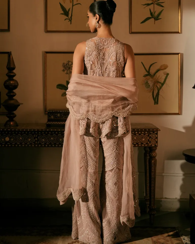 Onion Pink Nadira Sharara Set