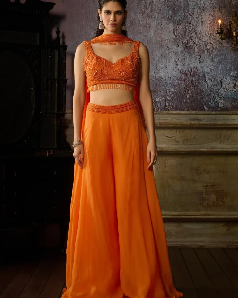 Orange Sharara Pant Set