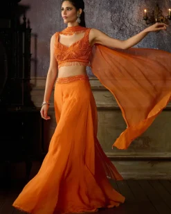 Orange Sharara Pant Set