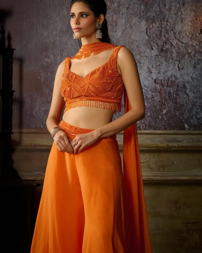 Orange Sharara Pant Set
