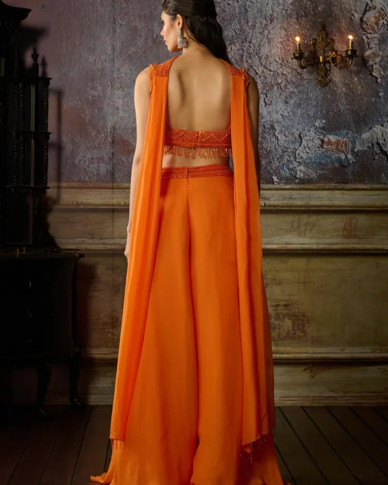 Orange Sharara Pant Set