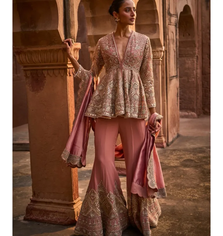 Paroo Embroidered Peplum Sharara Set