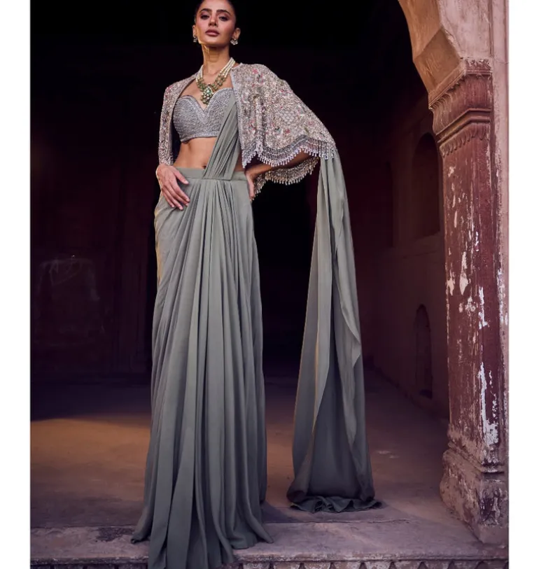 Parul Pre-Draped Sari Set