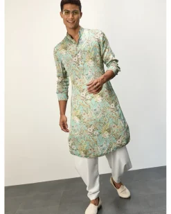 Pastel Blue Printed Kurta Set