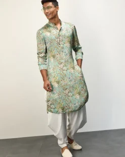 Pastel Blue Printed Kurta Set