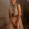 Peach Lehenga With Short Jacket Set