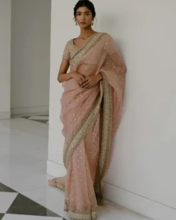 Peach Organza Sari