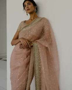 Peach Organza Sari