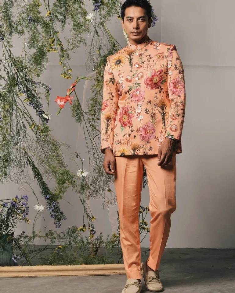 Peach Roma Bandhgala