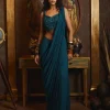 Peacock Blue Pant Sari Set