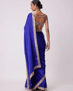Persian Blue Satin Sari Set