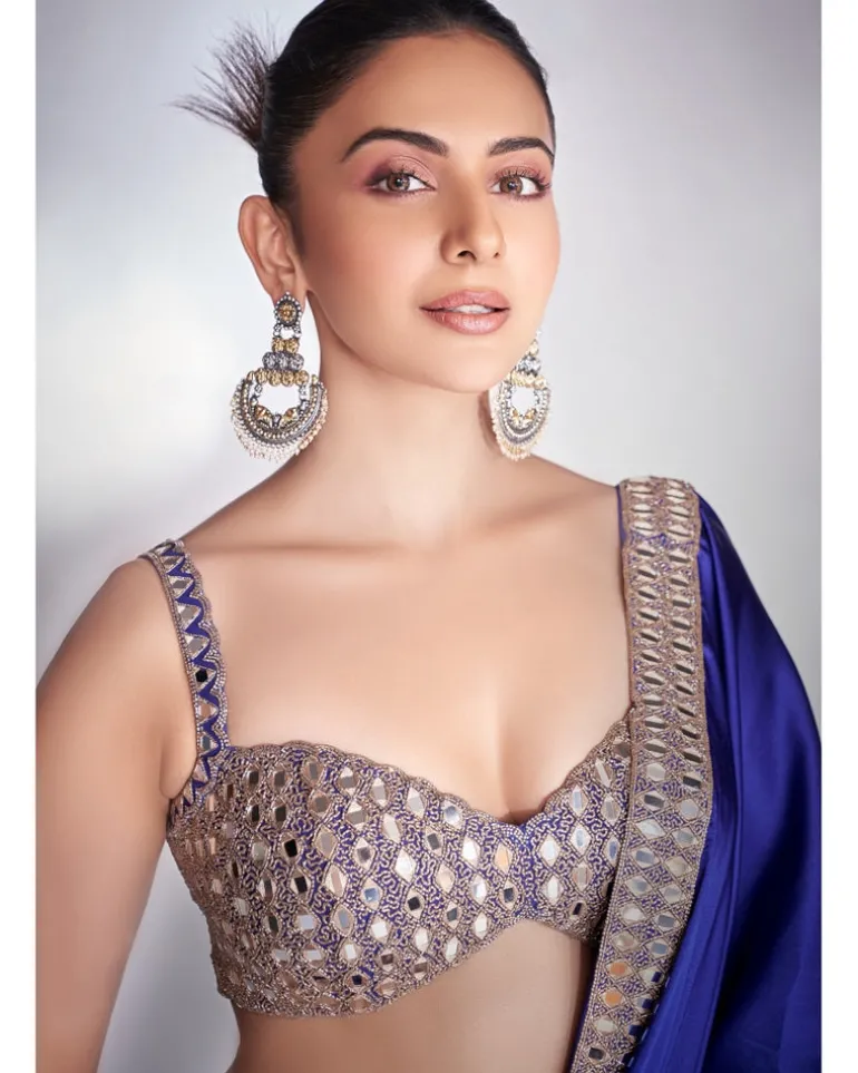 Persian Blue Satin Sari Set