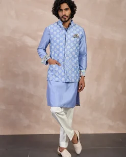 Persian Violet Plain Chanderi Straight Kurta Set