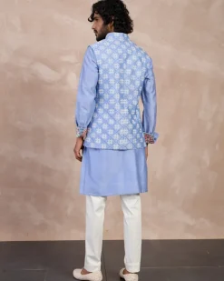 Persian Violet Plain Chanderi Straight Kurta Set