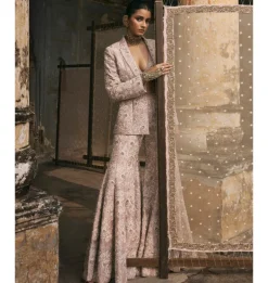Pink Dori Work Jacket And Sharara Set