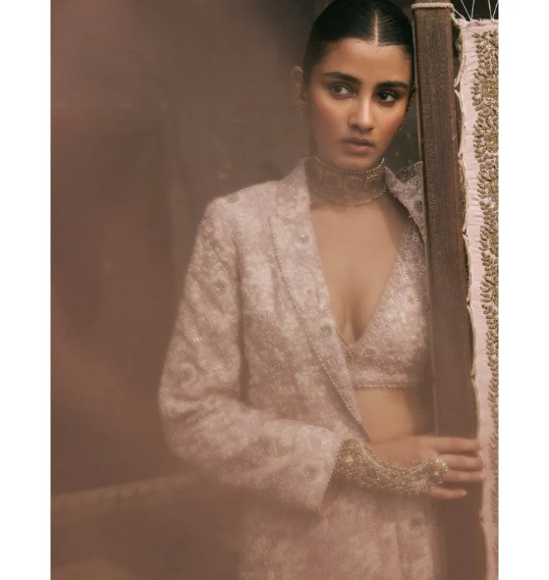 Pink Dori Work Jacket And Sharara Set
