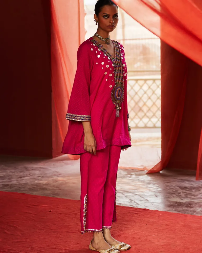 Pink Embroidered Co-Ord Set