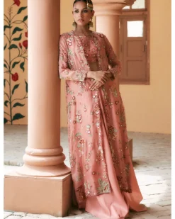 Pink Long Borgia With Wide Leg Pant Set