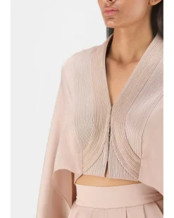 Pink Metallic Structured Cape Set