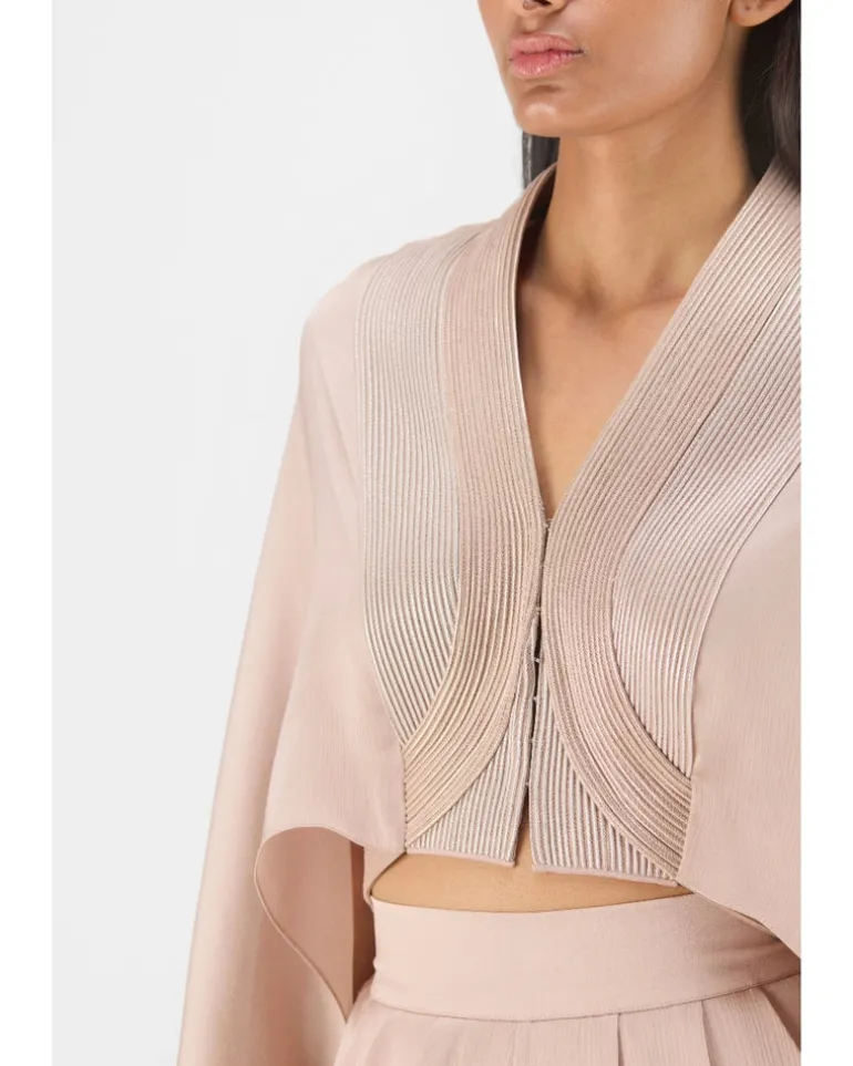 Pink Metallic Structured Cape Set