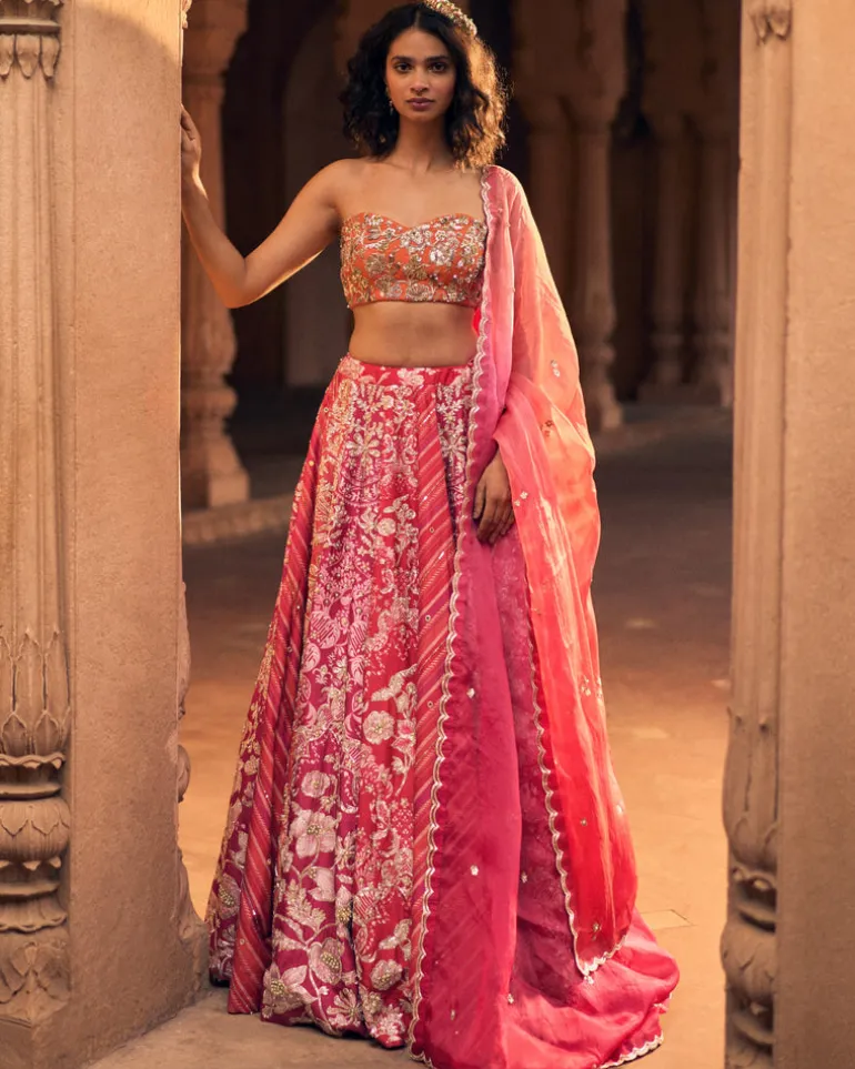 Pink Multi-Tone Lehenga Set