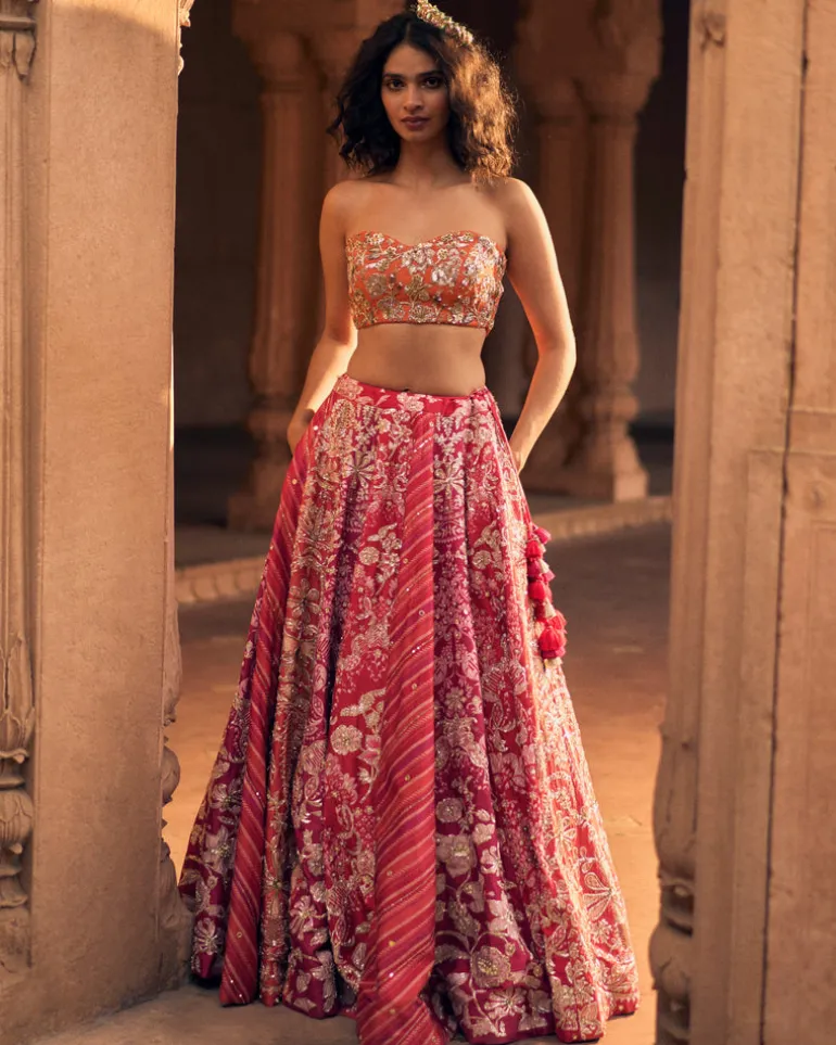 Pink Multi-Tone Lehenga Set