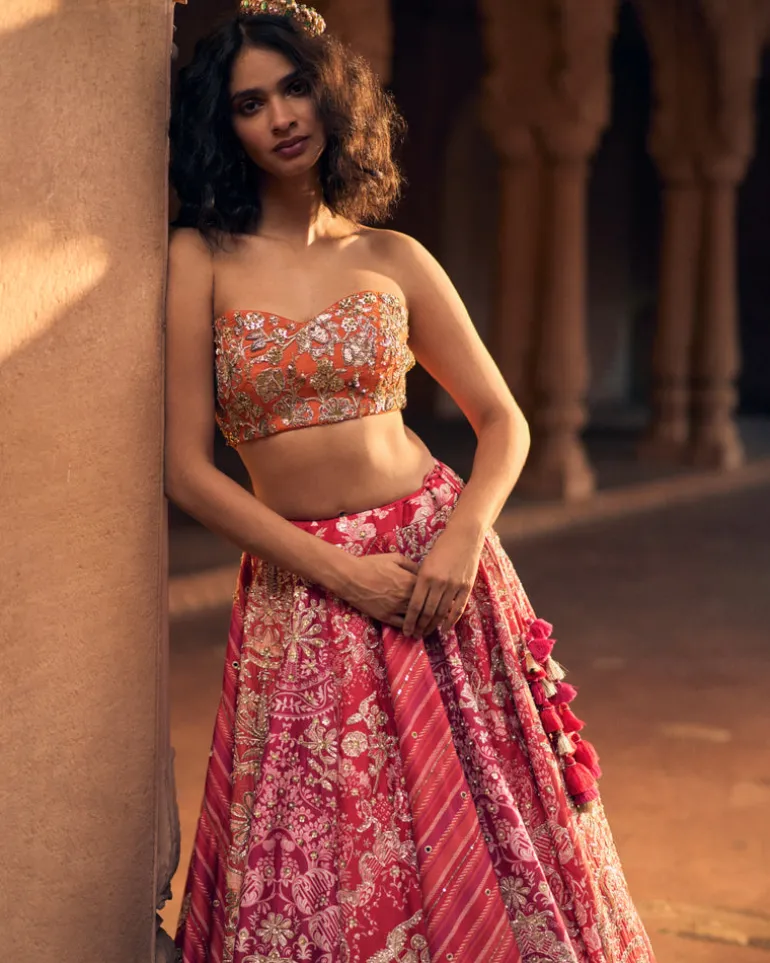 Pink Multi-Tone Lehenga Set