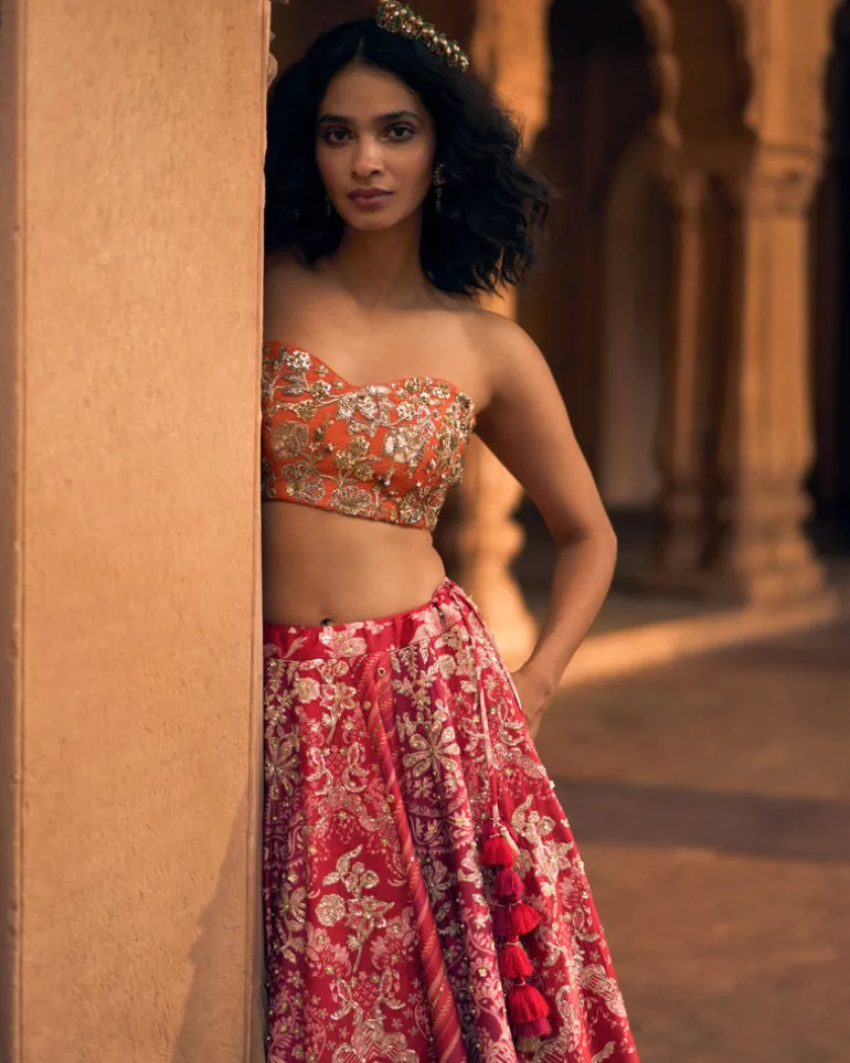 Pink Multi-Tone Lehenga Set