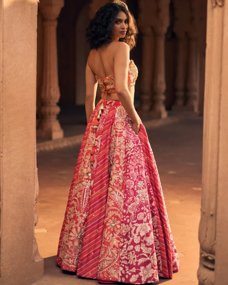 Pink Multi-Tone Lehenga Set