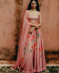 Pink Ombre Printed Lehenga Set