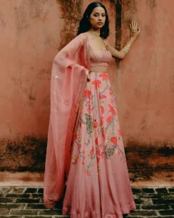 Pink Ombre Printed Lehenga Set