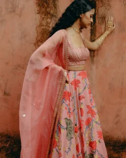 Pink Ombre Printed Lehenga Set