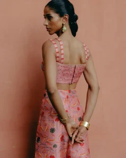 Pink Printed & Intricately Embroidered Co-Ord Set