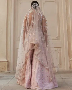 Pink Raw Silk Mirror Sharara Set