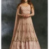 Pink Sequin Net With Pink Silk Skirt