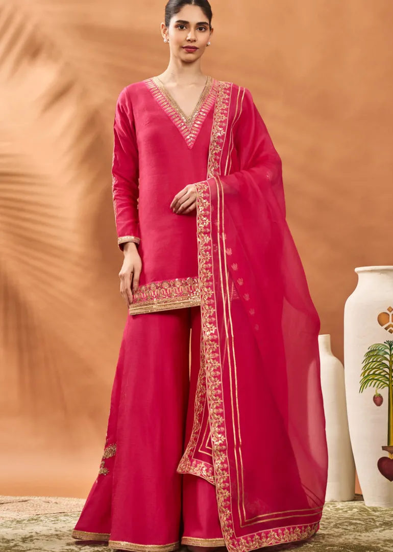 Pink Trikone Sharara Set