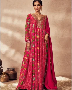 Pink Tropical Rhapsody Anarkali Set