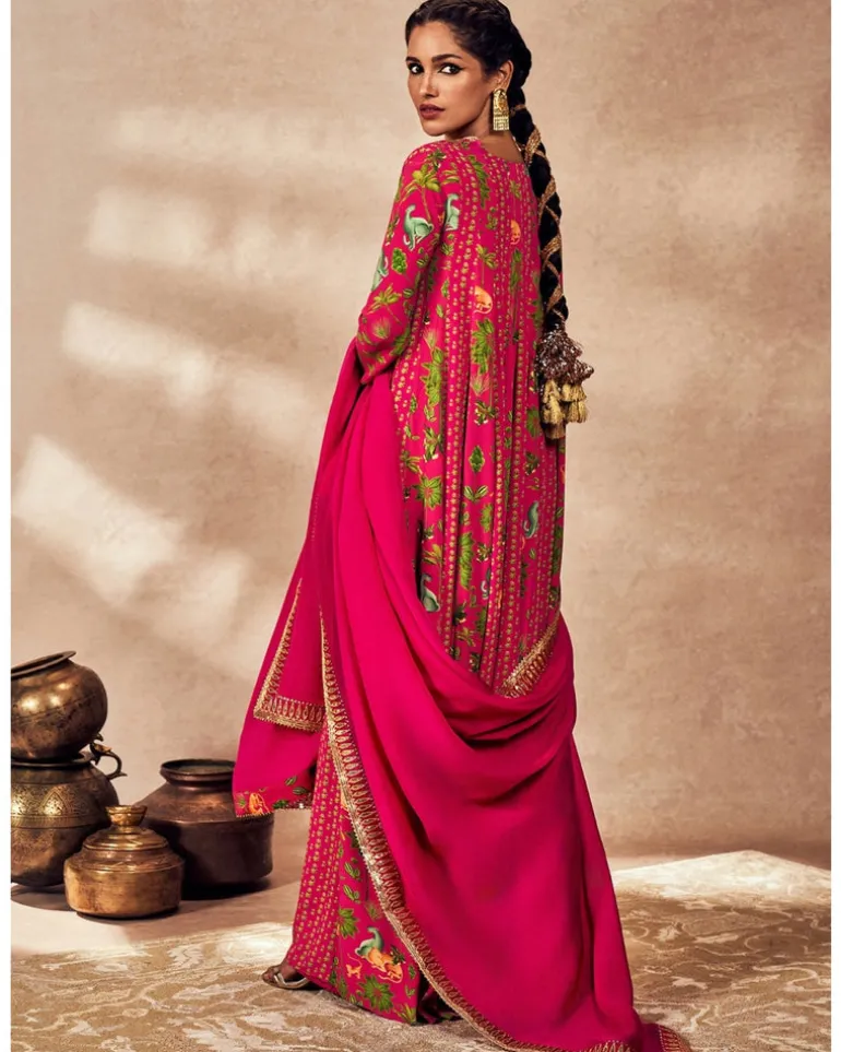 Pink Tropical Rhapsody Anarkali Set