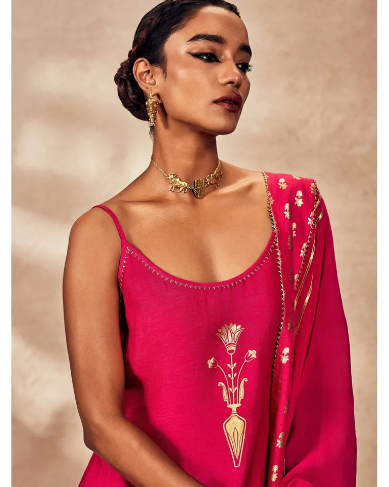 Pink Tropical Rhapsody Sharara Set