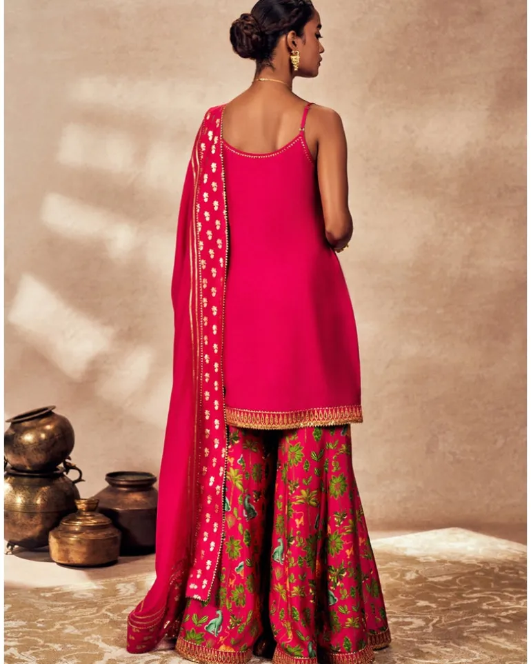 Pink Tropical Rhapsody Sharara Set